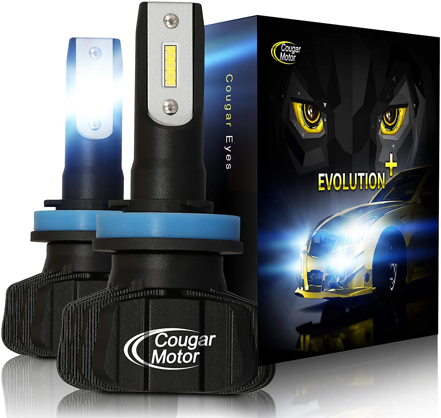 10000Lm 6500K All-in-One Conversion Kit Cougar Motor X-Small H11 H8 H9 LED Headlight Bulb Cool White CREE 