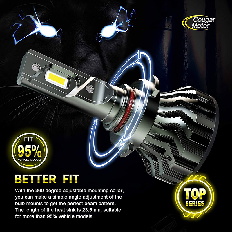 Cougar Motor Flagship 9005 LED Bulbs, Super Bright 20000LM 6500K All-in-one  - Cool White(HB3) Halogen Replacement